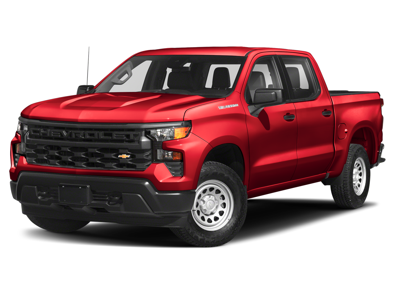 2023 Chevrolet Silverado 1500 LT in Red Hot — front three-quarter view