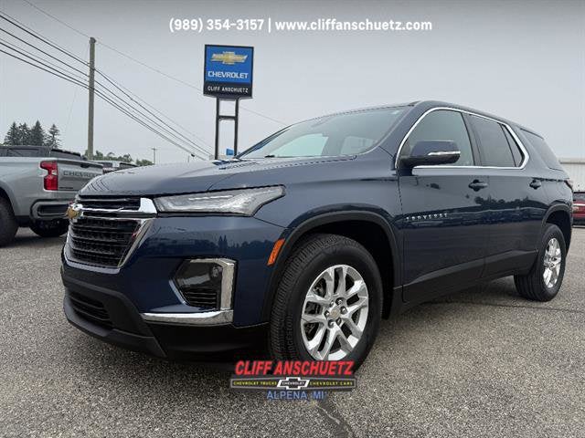2023 Chevrolet Traverse LS in Northsky Blue Metallic — front three-quarter view