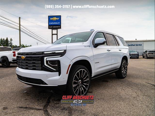 2026 Chevrolet Tahoe High Country in Polar White Tricoat — front three-quarter view