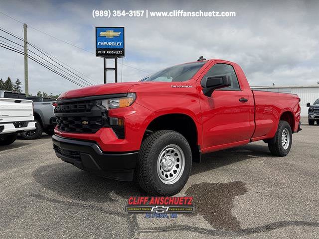 2026 Chevrolet Silverado 1500 WT in Red Hot — front three-quarter view