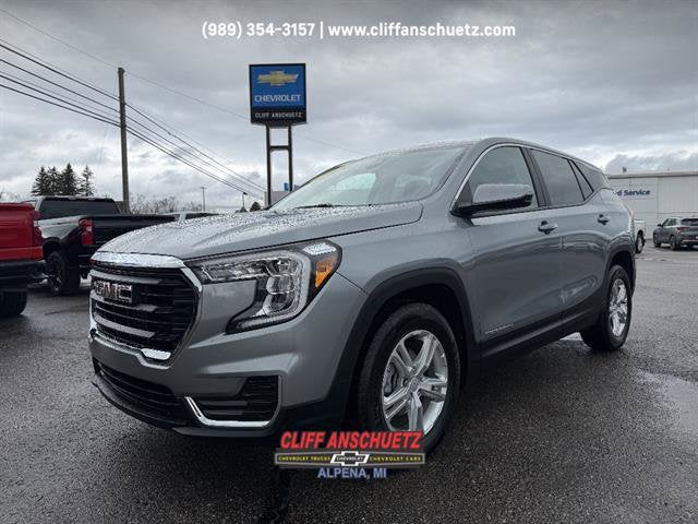 2023 GMC Terrain SLE in Sterling Metallic — front three-quarter view