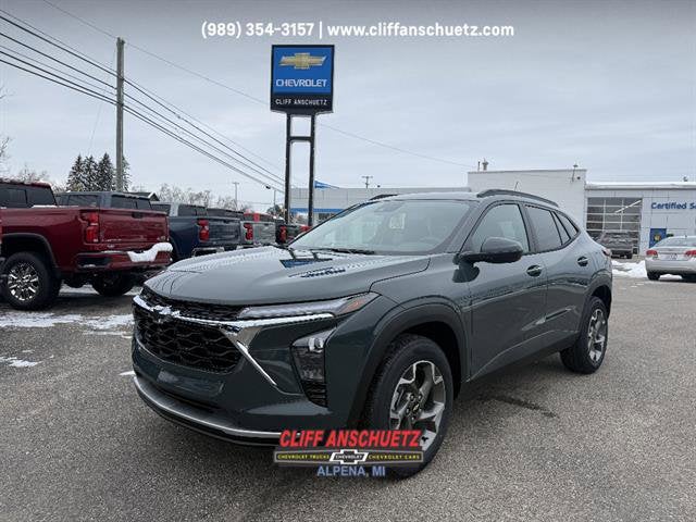 2026 Chevrolet Trax LT in Cypress Gray — front three-quarter view